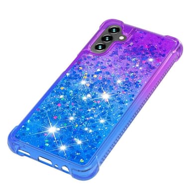 SKALO Samsung A13 5G Juoksuhiekka Glitter Sydämet TPU kuori - Violetti-Sininen