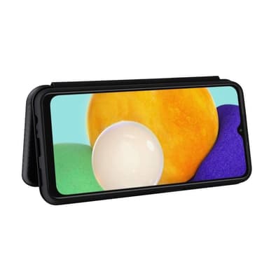 SKALO Samsung A04s 4G Carbon Fiber Lompakkokotelo - Musta