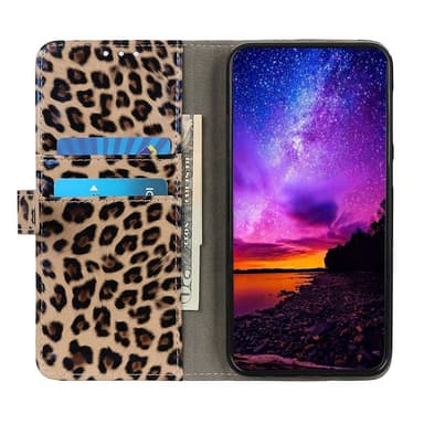 SKALO Samsung A04s 4G Leopardikuvioinen lompakkokotelo PU-nahasta.