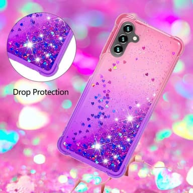 SKALO Samsung A04s 4G Juoksuhiekka Glitter Sydämet TPU kuori - Pinkki-Violetti