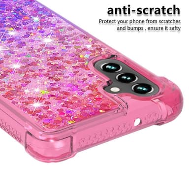 SKALO Samsung A04s 4G Juoksuhiekka Glitter Sydämet TPU kuori - Pinkki-Violetti