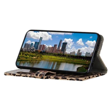 SKALO Samsung A04s 4G Leopardikuvioinen lompakkokotelo PU-nahasta.