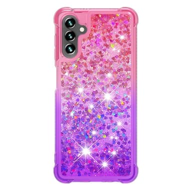 SKALO Samsung A04s 4G Juoksuhiekka Glitter Sydämet TPU kuori - Pinkki-Violetti