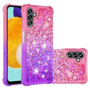 SKALO Samsung A04s 4G Juoksuhiekka Glitter Sydämet TPU kuori - Pinkki-Violetti
