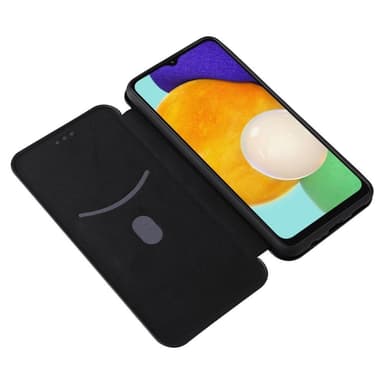 SKALO Samsung A04s 4G Carbon Fiber Lompakkokotelo - Musta