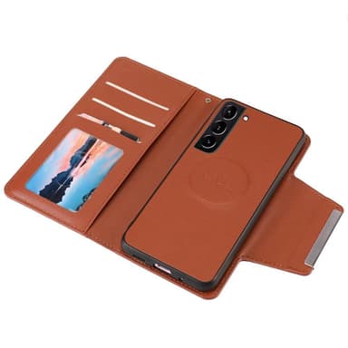 SKALO Samsung S22+ DOLIZMA 2 in 1 magneettinen lompakkokotelo - Ruskea - Ruskea