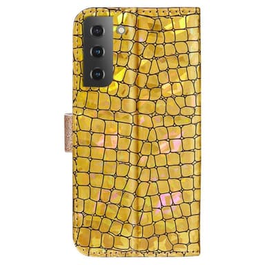 SKALO Samsung S22 Croco Kimaltava lompakkokotelo - Kulta