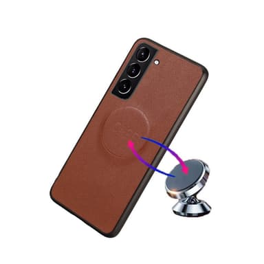 SKALO Samsung S22+ DOLIZMA 2 in 1 magneettinen lompakkokotelo - Ruskea - Ruskea