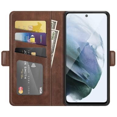 SKALO Samsung S21 FE Premium Wallet Lompakkokotelo - Ruskea