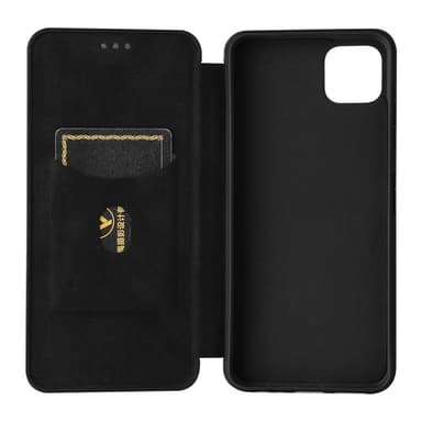 SKALO Samsung A22 5G Carbon Fiber Lompakkokotelo - Musta