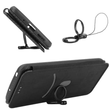 SKALO Samsung A22 5G Carbon Fiber Lompakkokotelo - Musta
