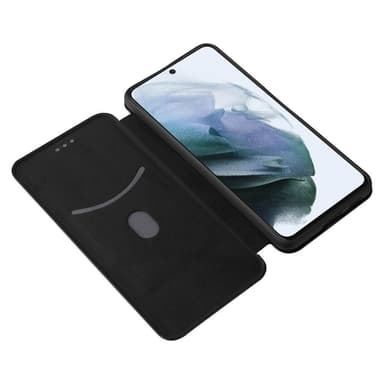 SKALO Samsung S21 FE Carbon Fiber Lompakkokotelo - Musta