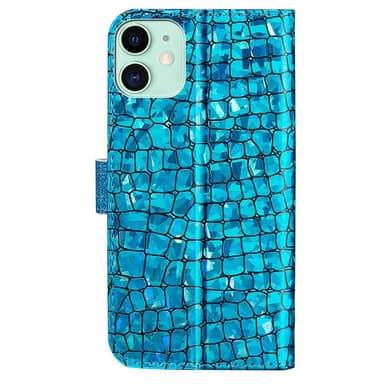 SKALO iPhone 13 Mini Croco Kimaltava lompakkokotelo - Sininen