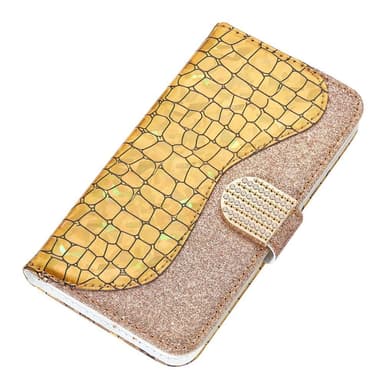 SKALO Samsung S22 Croco Kimaltava lompakkokotelo - Kulta