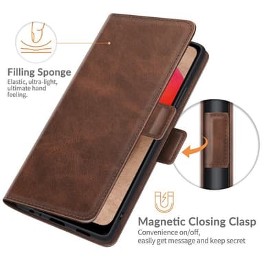 SKALO Samsung A02s / A03s Premium Wallet Lompakkokotelo - Tummanruskea