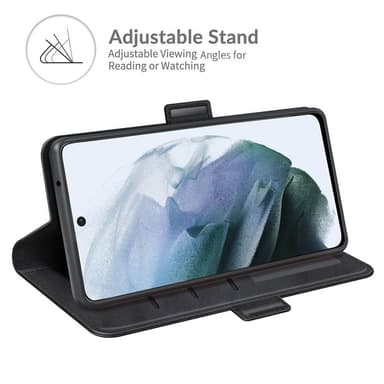 SKALO Samsung S21 FE Premium Wallet Lompakkokotelo - Musta