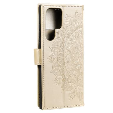 SKALO Samsung S22 Ultra Mandala lompakkokotelo - Kulta