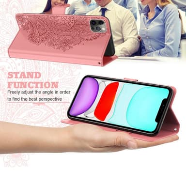 SKALO iPhone 13 Pro Max Mandala lompakkokotelo - Vaaleanpunainen