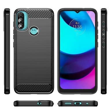 SKALO Moto E20/E30/E40 Armor Carbon Iskunkestävä TPU suojakuori - Sininen