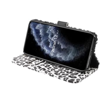 Leopardikuvioinen lompakkokuori iPhone 12 Pro Maxille - Valkoinen