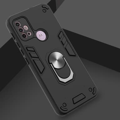 SKALO Moto G20/G30 Armor Hybridi metallirengas kuori - Musta