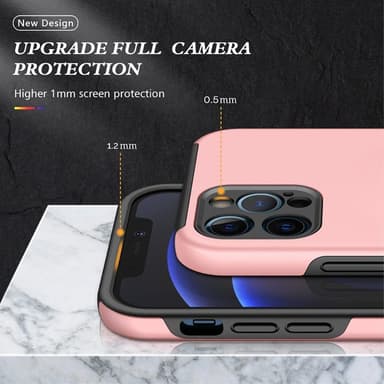 iPhone 14 Pro Sormirengas Sivutuen Hybridikotelo - Vaaleanpunainen