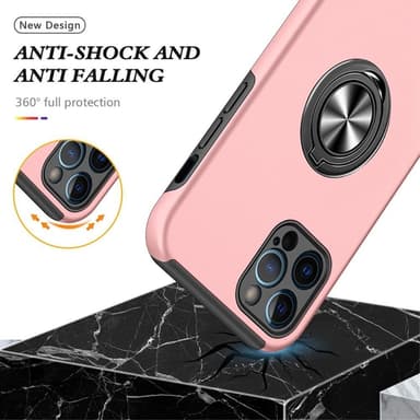 iPhone 14 Pro Sormirengas Sivutuen Hybridikotelo - Vaaleanpunainen