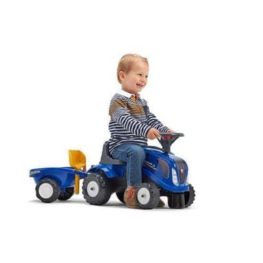 Falk Ride-on traktori peräkärryllä, haravalla ja lapiolla FALK baby New Holland
