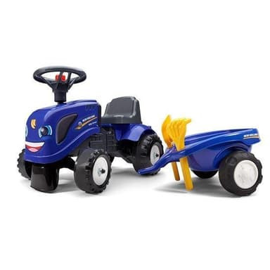 Falk Ride-on traktori peräkärryllä, haravalla ja lapiolla FALK baby New Holland