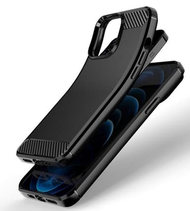 SKALO iPhone 13 Pro Max Armor Carbon Iskunkestävä TPU suojakuori - Musta