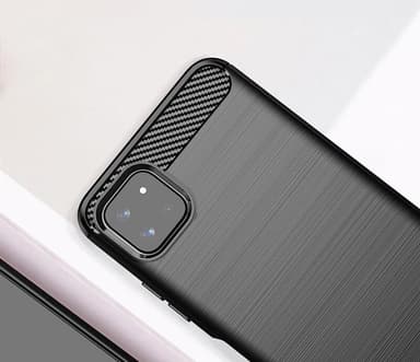 SKALO Samsung A22 5G Armor Carbon Iskunkestävä TPU suojakuori - Sininen