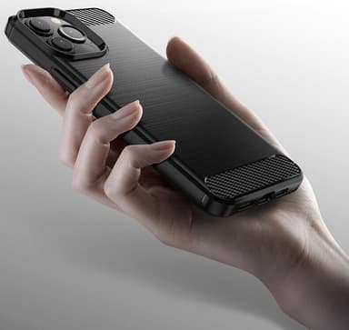 SKALO iPhone 13 Pro Max Armor Carbon Iskunkestävä TPU suojakuori - Musta