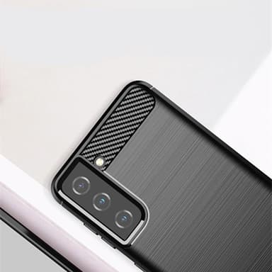 SKALO Samsung S21 Armor Carbon Iskunkestävä TPU suojakuori - Musta