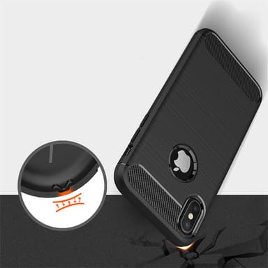SKALO iPhone XS Max Armor Carbon Iskunkestävä TPU suojakuori - Punainen