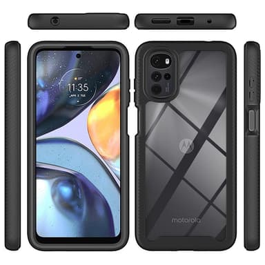 SKALO Motorola Moto G22 Iskunkestävä Clear Hybridi Suojakuori - Musta