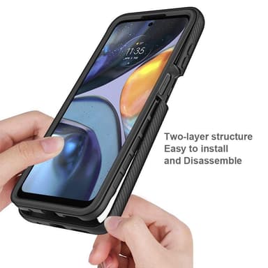 SKALO Motorola Moto G22 Iskunkestävä Clear Hybridi Suojakuori - Musta
