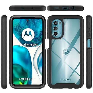 SKALO Motorola Moto G52 Iskunkestävä Clear Hybridi Suojakuori - Musta