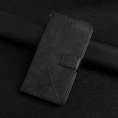 SKALO Samsung A13 4G Kohokuvioitu PU Nahka Lompakkokotelo - Musta