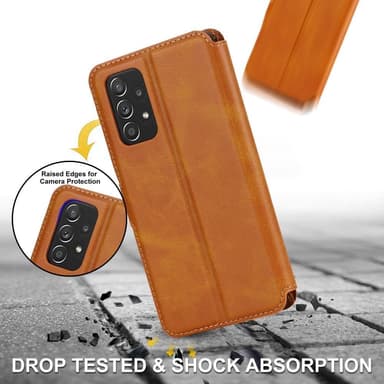 SKALO Samsung A53 5G Premium Cut Lompakkokotelo - Vaaleanruskea