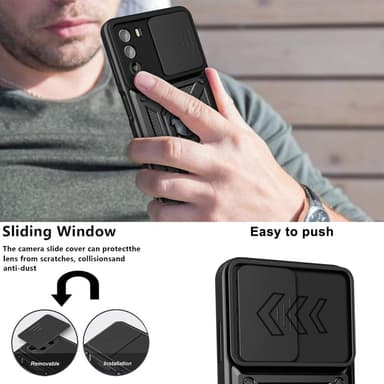 SKALO Motorola Moto G52 Armor hybridi metallirengas kameran liukusäädin - - Sininen