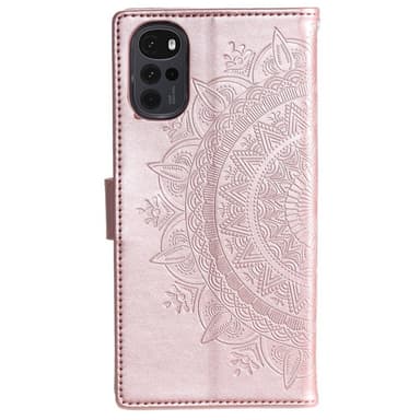 SKALO Motorola Moto G22 Mandala lompakkokotelo - Ruusukulta