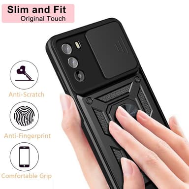 SKALO Motorola Moto G52 Armor hybridi metallirengas kameran liukusäädin - - Sininen