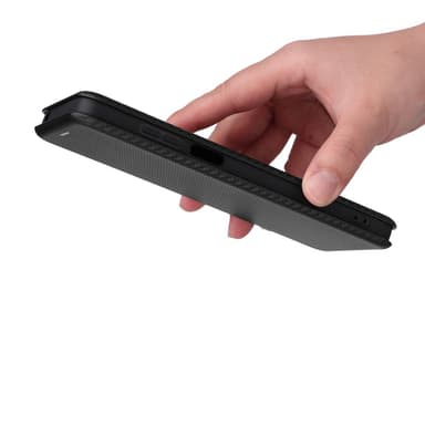 SKALO Motorola Moto E32/E32s Carbon Fiber Lompakkokotelo - Musta