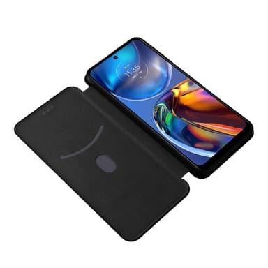 SKALO Motorola Moto E32/E32s Carbon Fiber Lompakkokotelo - Musta