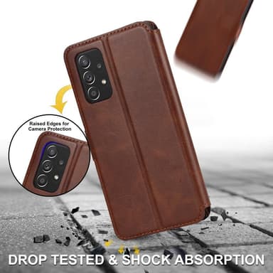 SKALO Samsung A53 5G Premium Cut Lompakkokotelo - Tummanruskea