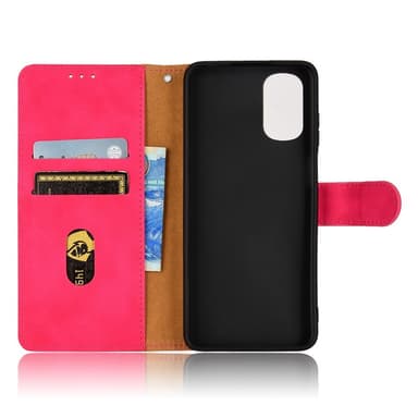 SKALO Motorola Moto E32/E32s Matt PU Nahka lompakkokotelo - Punainen