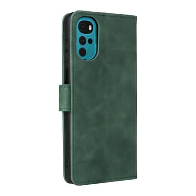 SKALO Motorola Moto G22 Matt PU Nahka lompakkokotelo - Vihreä