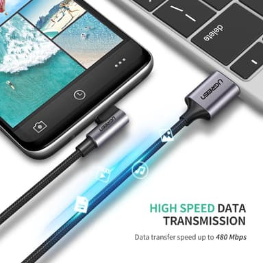 Ugreen Kulma USB C uros USB A uros nopea lataus 3A 480Mbps 50cm