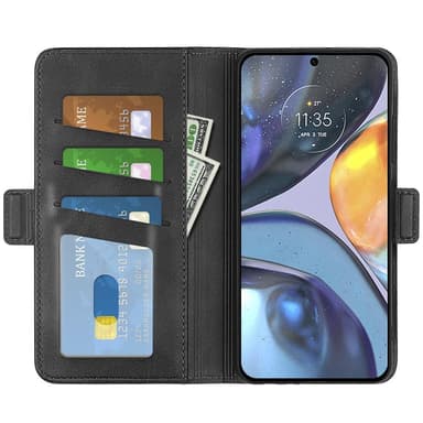 SKALO Motorola Moto G22 Premium Wallet Lompakkokotelo - Musta