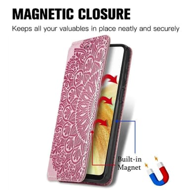 SKALO Samsung A13 4G Mandala Slim lompakkokotelo - Pinkki